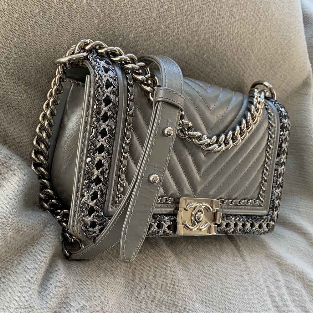 SOLD on IG: Silver Calfskin Medium Boy - Picture 2 of 8